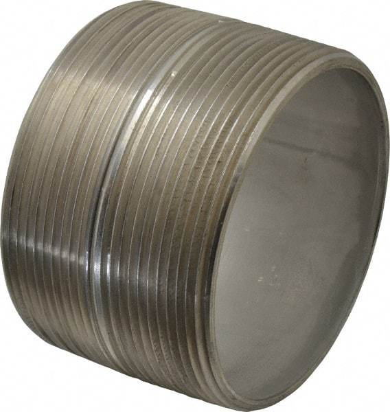 Merit Brass - Schedule 40, 4" Pipe x 2-7/8" Long, Grade 316/316L Stainless Steel Pipe Nipple - Welded & Threaded - Industrial Tool & Supply