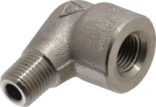 Merit Brass - 1/4" Grade 316/316L Stainless Steel Pipe 90° Street Elbow - FNPT x MNPT End Connections, 3,000 psi - Industrial Tool & Supply