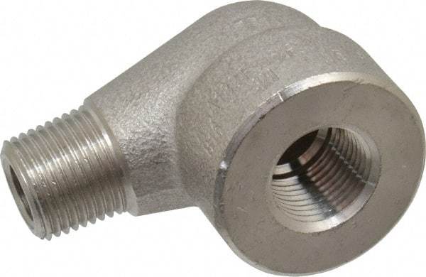Merit Brass - 3/8" Grade 316/316L Stainless Steel Pipe 90° Street Elbow - FNPT x MNPT End Connections, 3,000 psi - Industrial Tool & Supply