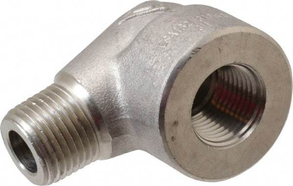 Value Collection - 1/2" Grade 316/316L Stainless Steel Pipe 90° Street Elbow - FNPT x MNPT End Connections, 3,000 psi - Industrial Tool & Supply