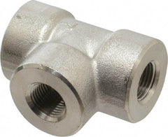 Merit Brass - 3/8" Grade 316/316L Stainless Steel Pipe Tee - FNPT x FNPT x FNPT End Connections, 3,000 psi - Industrial Tool & Supply