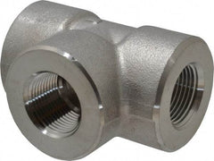 Merit Brass - 3/4" Grade 316/316L Stainless Steel Pipe Tee - FNPT x FNPT x FNPT End Connections, 3,000 psi - Industrial Tool & Supply
