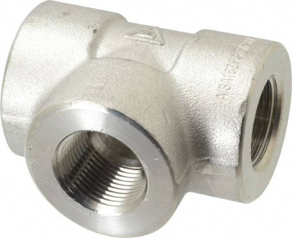 Value Collection - 1" Grade 316/316L Stainless Steel Pipe Tee - FNPT x FNPT x FNPT End Connections, 3,000 psi - Industrial Tool & Supply