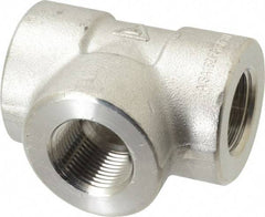 Value Collection - 1" Grade 316/316L Stainless Steel Pipe Tee - FNPT x FNPT x FNPT End Connections, 3,000 psi - Industrial Tool & Supply