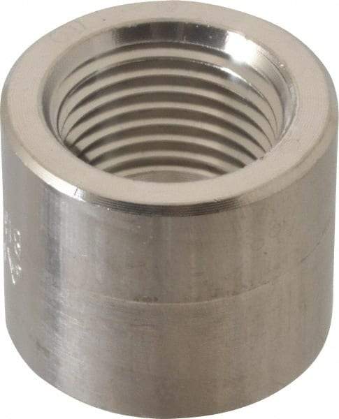 Merit Brass - 1/2" Grade 316/316L Stainless Steel Pipe Half Coupling - FNPT End Connections, 3,000 psi - Industrial Tool & Supply