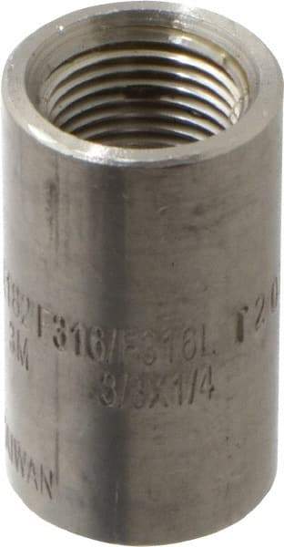 Merit Brass - 3/8 x 1/4" Grade 316/316L Stainless Steel Pipe Reducer Coupling - FNPT x FNPT End Connections, 3,000 psi - Industrial Tool & Supply