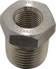 Merit Brass - 1/2" Grade 316/316L Stainless Steel Pipe Hex Bushing - MNPT x FNPT End Connections, 3,000 psi - Industrial Tool & Supply