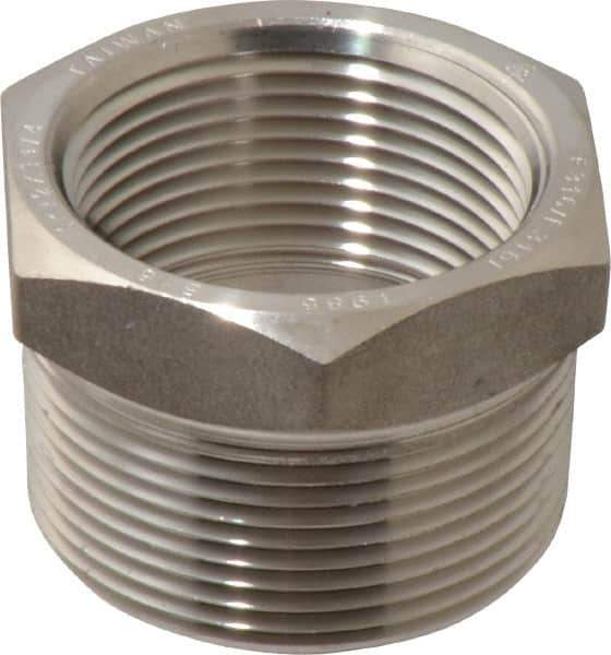 Merit Brass - 1-1/2" Grade 316/316L Stainless Steel Pipe Hex Bushing - MNPT x FNPT End Connections, 3,000 psi - Industrial Tool & Supply