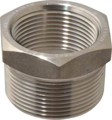 Merit Brass - 1-1/2" Grade 316/316L Stainless Steel Pipe Hex Bushing - MNPT x FNPT End Connections, 3,000 psi - Industrial Tool & Supply