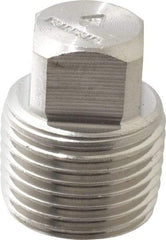 Merit Brass - 3/8" Grade 316/316L Stainless Steel Pipe Square Head Plug - MNPT End Connections, 3,000 psi - Industrial Tool & Supply