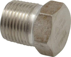 Merit Brass - 3/8" Grade 316/316L Stainless Steel Pipe Hex Head Plug - MNPT End Connections, 3,000 psi - Industrial Tool & Supply