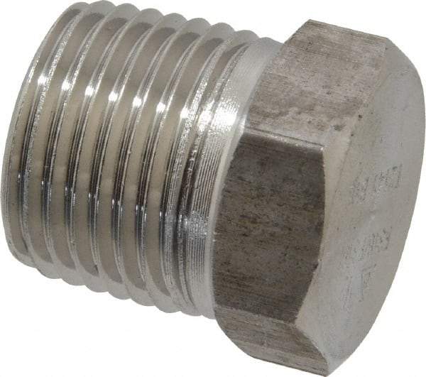 Merit Brass - 1/2" Grade 316/316L Stainless Steel Pipe Hex Head Plug - MNPT End Connections, 3,000 psi - Industrial Tool & Supply