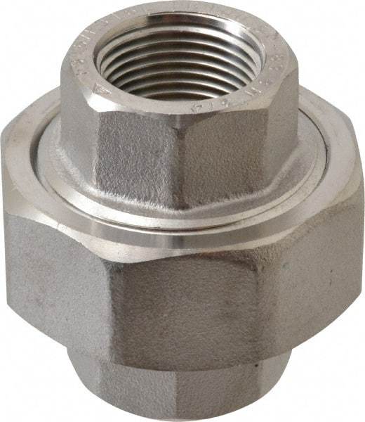 Value Collection - 3/4" Grade 316/316L Stainless Steel Pipe Union - FNPT x FNPT End Connections, 3,000 psi - Industrial Tool & Supply
