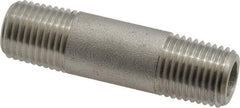 Merit Brass - Schedule 80, 1/4" Pipe x 2" Long, Grade 316/316L Stainless Steel Pipe Nipple - Seamless & Threaded - Industrial Tool & Supply