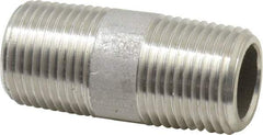 Merit Brass - Schedule 80, 3/8" Pipe x 1-1/2" Long, Grade 316/316L Stainless Steel Pipe Nipple - Seamless & Threaded - Industrial Tool & Supply