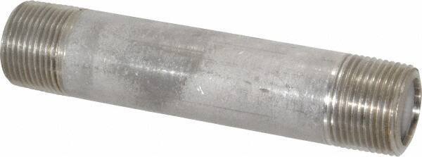 Merit Brass - Schedule 80, 1" Pipe x 6" Long, Grade 316/316L Stainless Steel Pipe Nipple - Seamless & Threaded - Industrial Tool & Supply