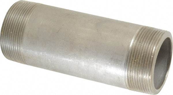 Merit Brass - Schedule 80, 2" Pipe x 6" Long, Grade 316/316L Stainless Steel Pipe Nipple - Seamless & Threaded - Industrial Tool & Supply