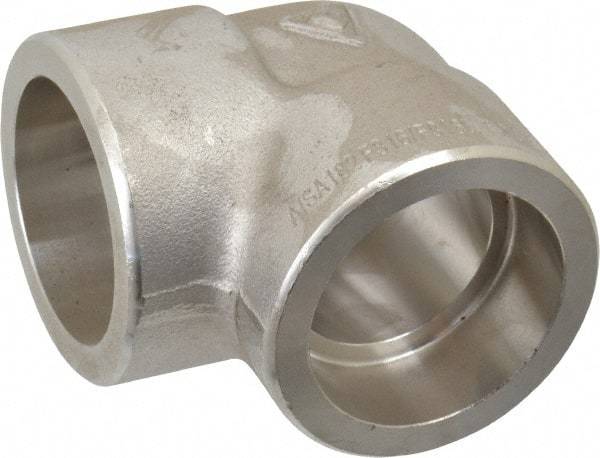 Merit Brass - 1-1/4" Grade 316 Stainless Steel Pipe 90° Elbow - Socket Weld x Socket Weld End Connections, 3,000 psi - Industrial Tool & Supply