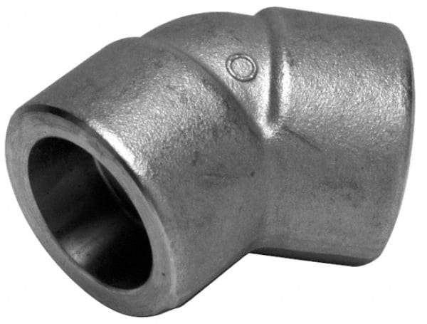 Merit Brass - 1-1/2" Grade 304 Stainless Steel Pipe 45° Elbow - Socket Weld x Socket Weld End Connections, 3,000 psi - Industrial Tool & Supply