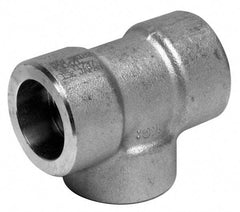 Merit Brass - 1-1/2" Grade 316 Stainless Steel Pipe Tee - Socket Weld x Socket Weld x Socket Weld End Connections, 150 psi - Industrial Tool & Supply