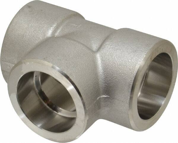 Merit Brass - 1" Grade 316/316L Stainless Steel Pipe Tee - Socket Weld x Socket Weld x Socket Weld End Connections, 3,000 psi - Industrial Tool & Supply