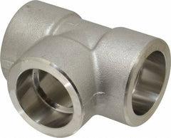 Merit Brass - 1" Grade 316/316L Stainless Steel Pipe Tee - Socket Weld x Socket Weld x Socket Weld End Connections, 3,000 psi - Industrial Tool & Supply