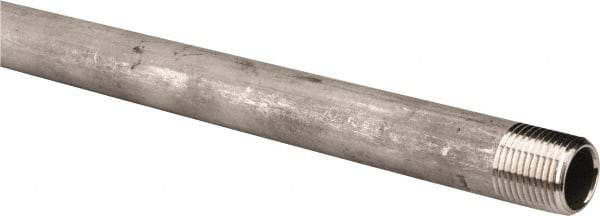 Merit Brass - Schedule 40, 1/2" Pipe x 24" Long, Grade 304/304L Stainless Steel Pipe Nipple - Welded & Threaded - Industrial Tool & Supply