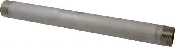 Merit Brass - Schedule 40, 1-1/2" Pipe x 18" Long, Grade 316/316L Stainless Steel Pipe Nipple - Welded & Threaded - Industrial Tool & Supply