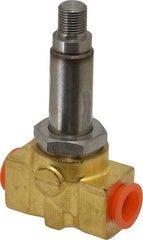 Parker - 1/4" Port, Brass Solenoid Valve - Closed, PCTFE Seal - Industrial Tool & Supply