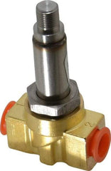 Parker - 1/4" Port, Brass Solenoid Valve - Closed, FKM Seal - Industrial Tool & Supply
