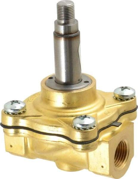 Parker - 3/8" Port, Brass Solenoid Valve - Closed, NBR Seal - Industrial Tool & Supply