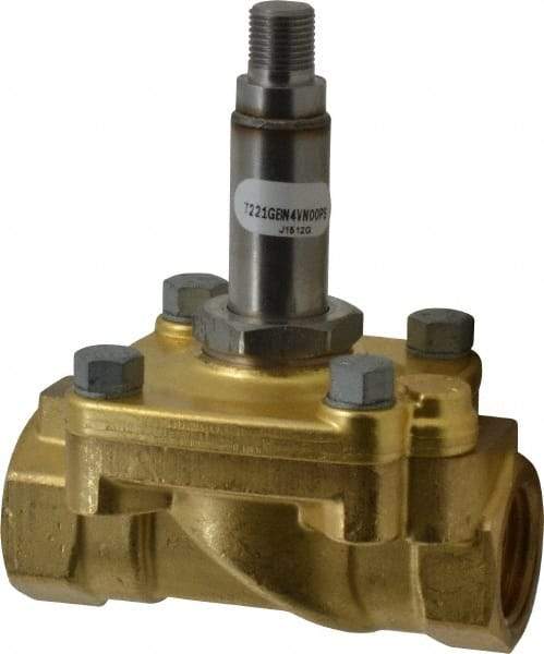 Parker - 1/2" Port, Brass Solenoid Valve - Closed, NBR Seal - Industrial Tool & Supply