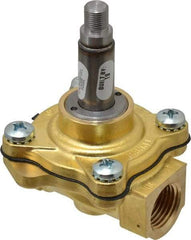 Parker - 1/2" Port, Brass Solenoid Valve - Closed, NBR Seal - Industrial Tool & Supply