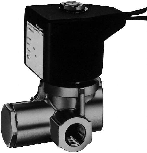 Parker - 1/4" Port, Brass Solenoid Valve - Closed, PTFE Seal - Industrial Tool & Supply