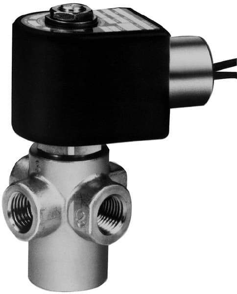 Parker - 3/8" Port, Brass Solenoid Valve - Closed, NBR Seal - Industrial Tool & Supply
