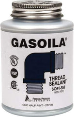 Federal Process - 1/2 Pt Brush Top Can Blue/Green Easy Seal Applicator with Gasoila Soft-Set - 600°F Max Working Temp - Industrial Tool & Supply