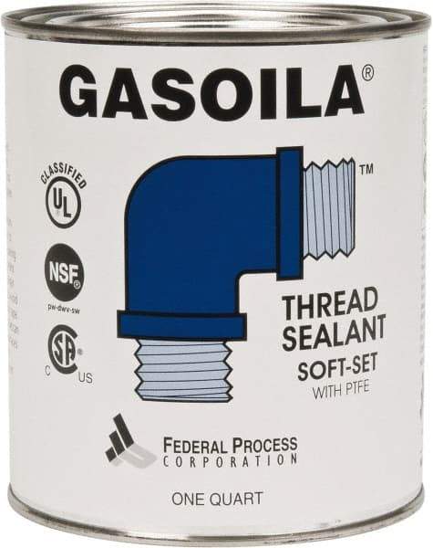 Federal Process - 1 Qt Flat Top Can Blue/Green Easy Seal Applicator with Gasoila Soft-Set - 600°F Max Working Temp - Industrial Tool & Supply