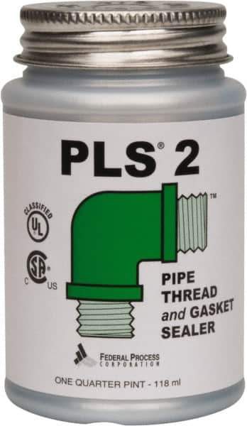 Federal Process - 1/4 Pt Brush Top Can Gray Federal PLS-2 Premium Thread & Gasket Sealant - 600°F Max Working Temp - Industrial Tool & Supply