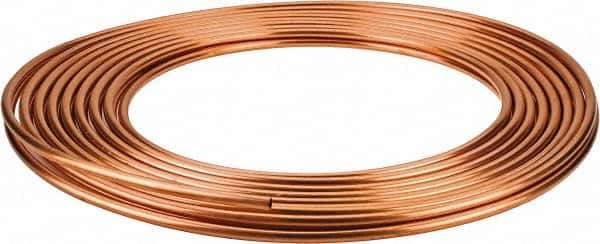 Mueller Industries - 50' Long, 1/4" OD x 0.19" ID, Copper Seamless Tube - 0.03" Wall Thickness - Industrial Tool & Supply