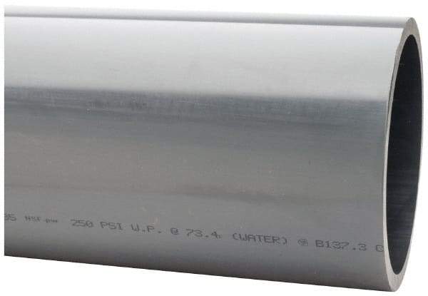 Made in USA - 8" Pipe, 60" Long PVC Unthreaded Plastic Pipe Nipple - 250 Max psi, 7.565" ID x 8-5/8" OD, Schedule 80, Gray - Industrial Tool & Supply