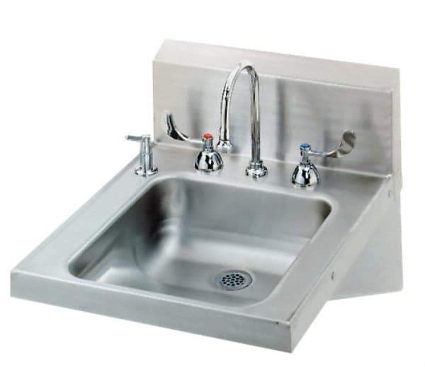 Eagle MHC - 14" Long x 16" Wide Inside, 1 Compartment, Grade 304 Stainless Steel Stainless Steel ADA Lavatory Sink-Wall Mount - 18 Gauge, 24-1/8" Long x 19" Wide Outside, 6" Deep - Industrial Tool & Supply
