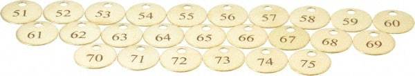 Value Collection - 1" High x 1" Long, 51 to 75, English Safety & Facility Numbered Tag - 1 Side, Brass - Industrial Tool & Supply