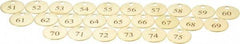 Value Collection - 1" High x 1" Long, 51 to 75, English Safety & Facility Numbered Tag - 1 Side, Brass - Industrial Tool & Supply