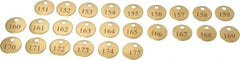 Value Collection - 1" High x 1" Long, 151 to 175, English Safety & Facility Numbered Tag - 1 Side, Brass - Industrial Tool & Supply