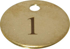 Value Collection - 1-1/4" High x 1-1/4" Long, 1 to 25, English Safety & Facility Numbered Tag - 1 Side, Brass - Industrial Tool & Supply