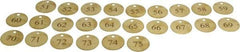 Value Collection - 1-1/2" High x 1-1/2" Long, 51 to 75, English Safety & Facility Numbered Tag - 1 Side, Brass - Industrial Tool & Supply