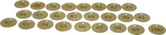 Value Collection - 1-1/2" High x 1-1/2" Long, 76 to 100, English Safety & Facility Numbered Tag - 1 Side, Brass - Industrial Tool & Supply