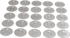 Value Collection - 1-1/4" High x 1-1/4" Long, 26 to 50, English Safety & Facility Numbered Tag - 1 Side, Aluminum - Industrial Tool & Supply