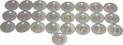 Value Collection - 1-1/4" High x 1-1/4" Long, 51 to 75, English Safety & Facility Numbered Tag - 1 Side, Aluminum - Industrial Tool & Supply