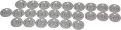 Value Collection - 1-1/4" High x 1-1/4" Long, 151 to 175, English Safety & Facility Numbered Tag - 1 Side, Aluminum - Industrial Tool & Supply